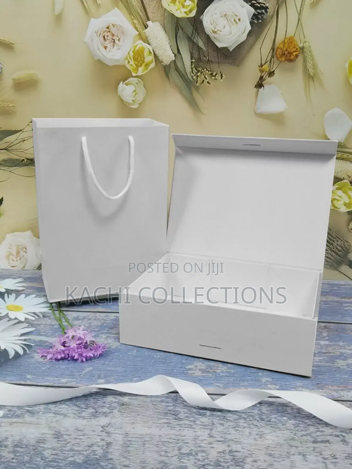 Classic White Gift Box With Ribbon Closure