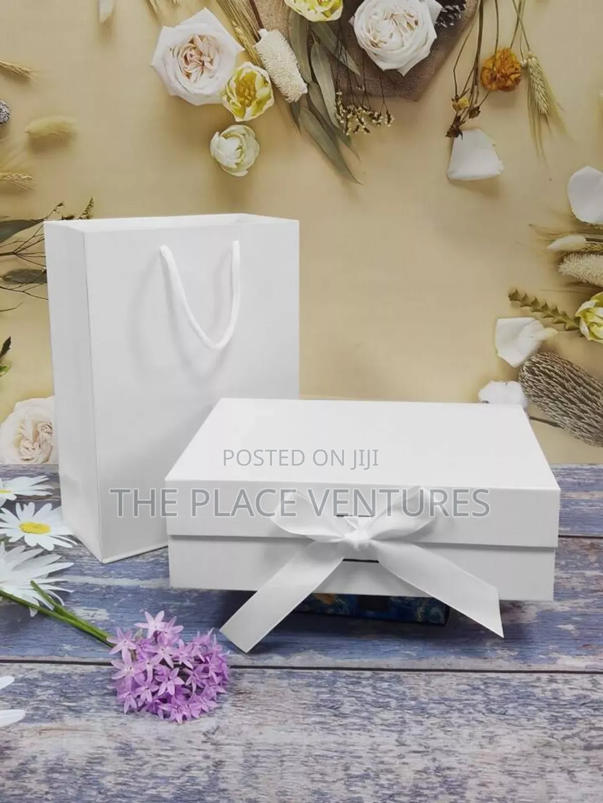 Classic White Gift Box With Ribbon Closure