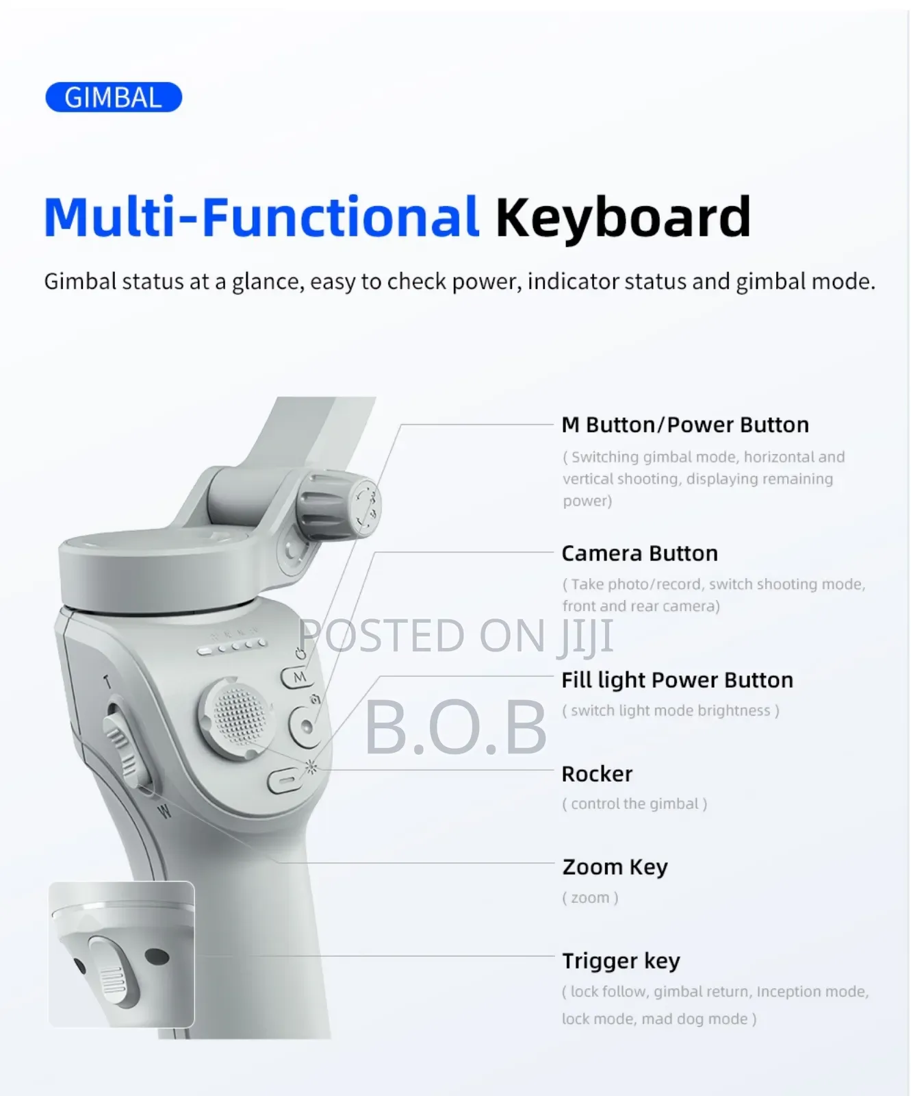 Handheld Gimbal Stabilizer ( 3-Axis Anti Shake , Foldable)
