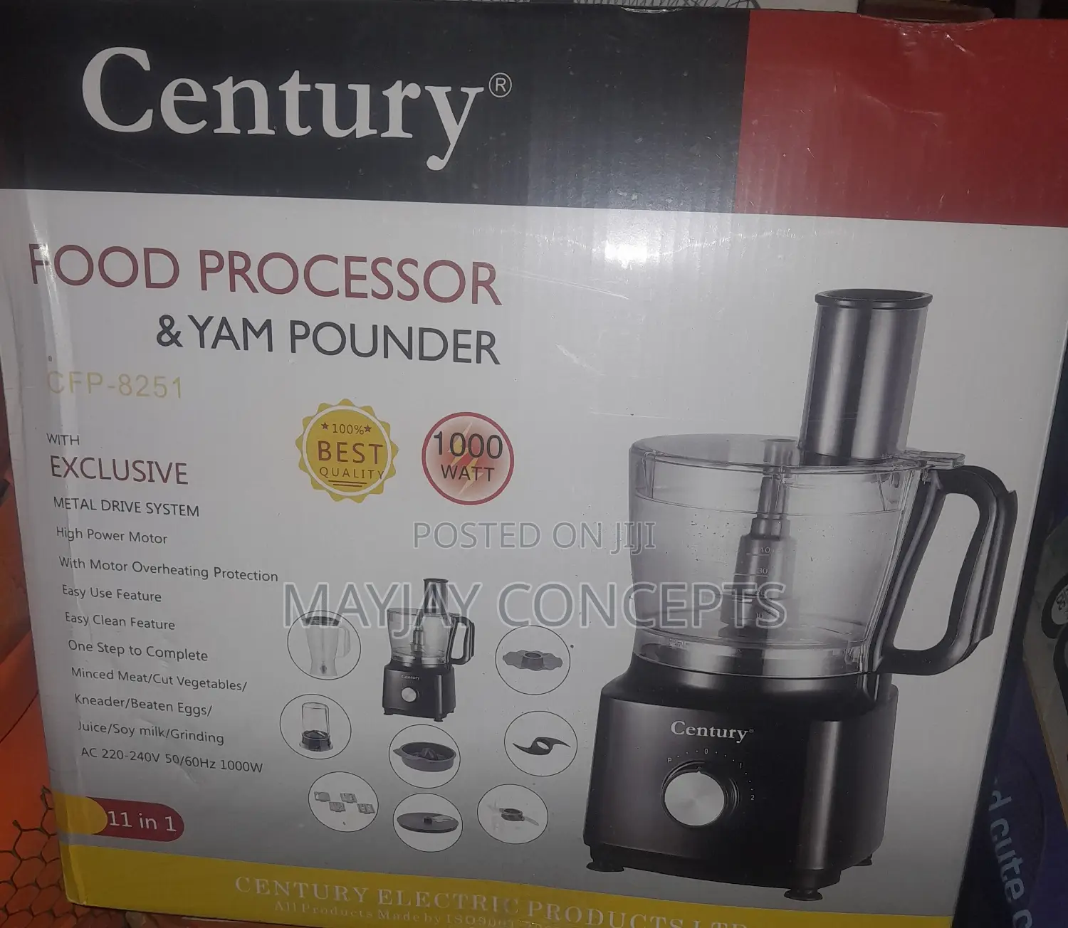 Century 11-in-1 Food Processor,Blender and Yam Pounder-Easy Cooking