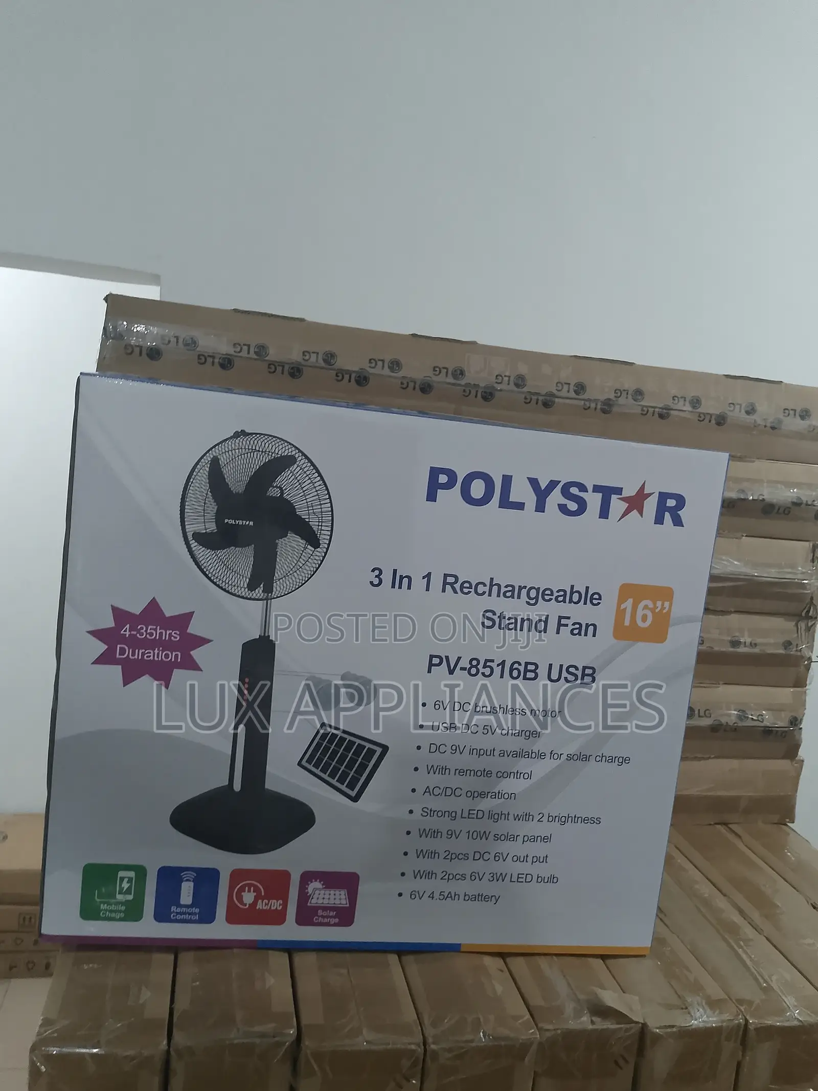 16'' Polystar Rechargeable Standing Fan