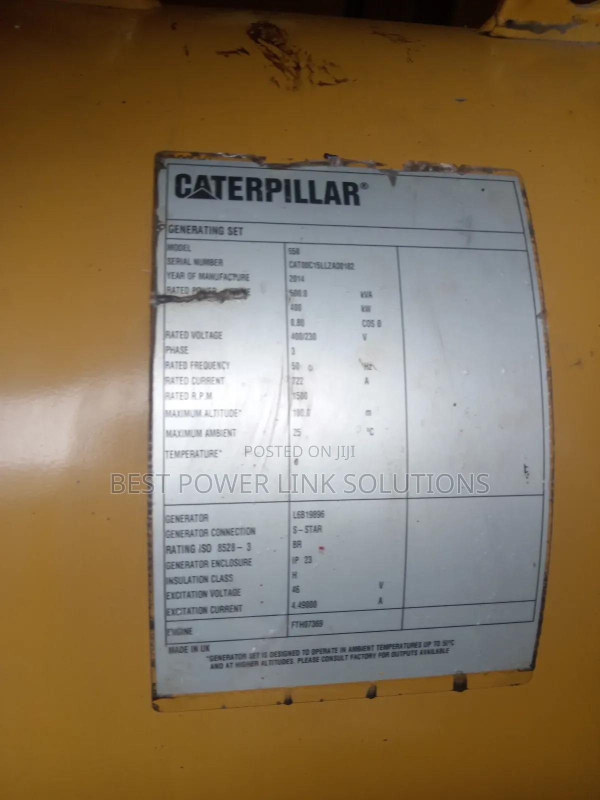 500kva UK Perkins Cat Mantrac Generator for Sale