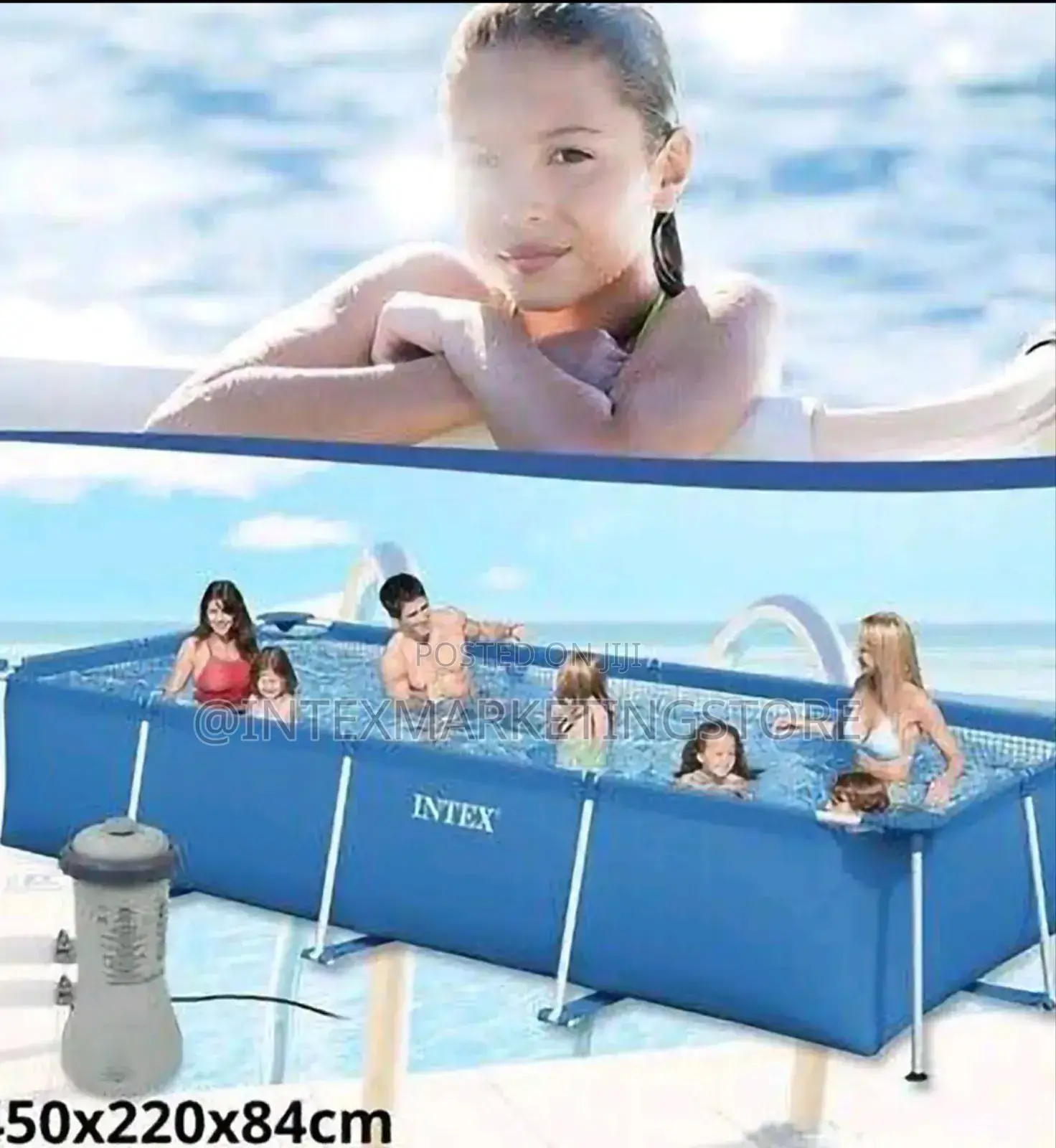 Intex 14ft 9" X 7ft 3" X 33" Metal Frame Pool Filter Pump