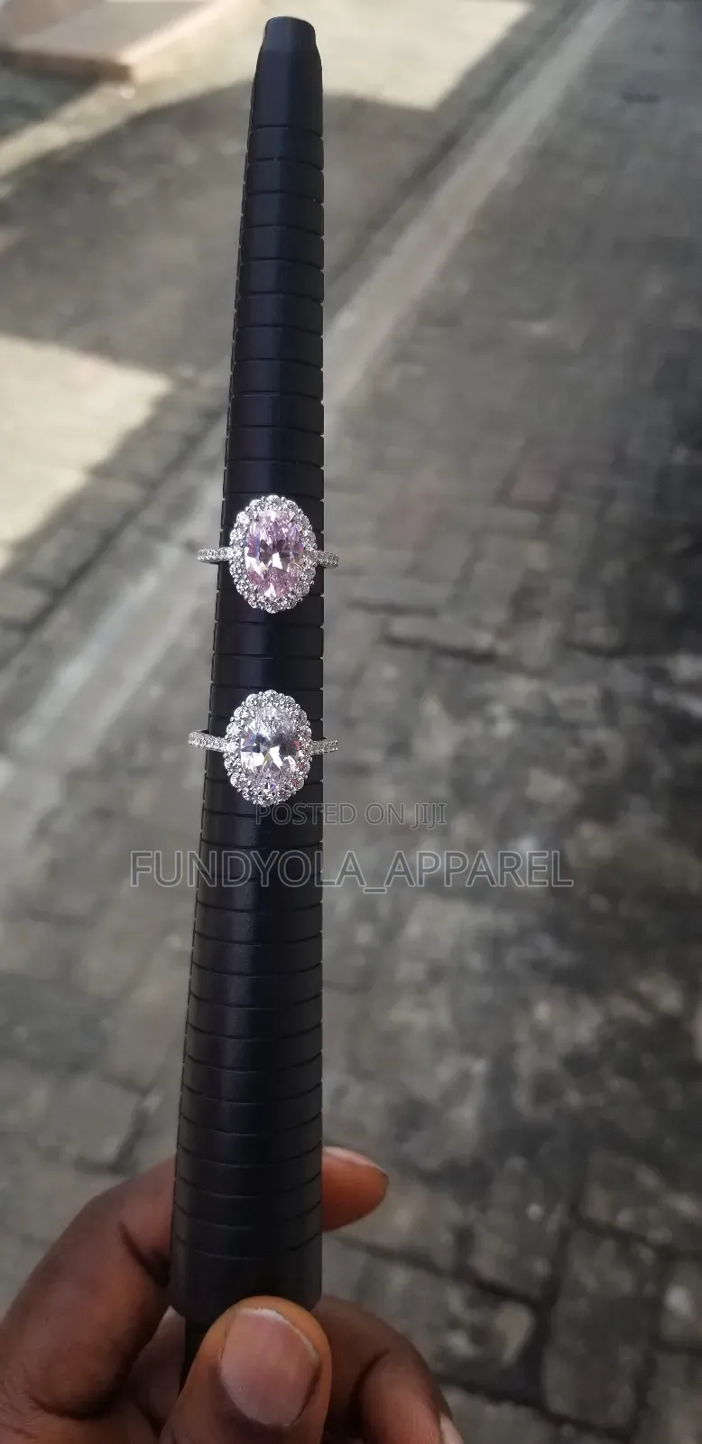S925 Single Rim Oval Silver Engagement Ring