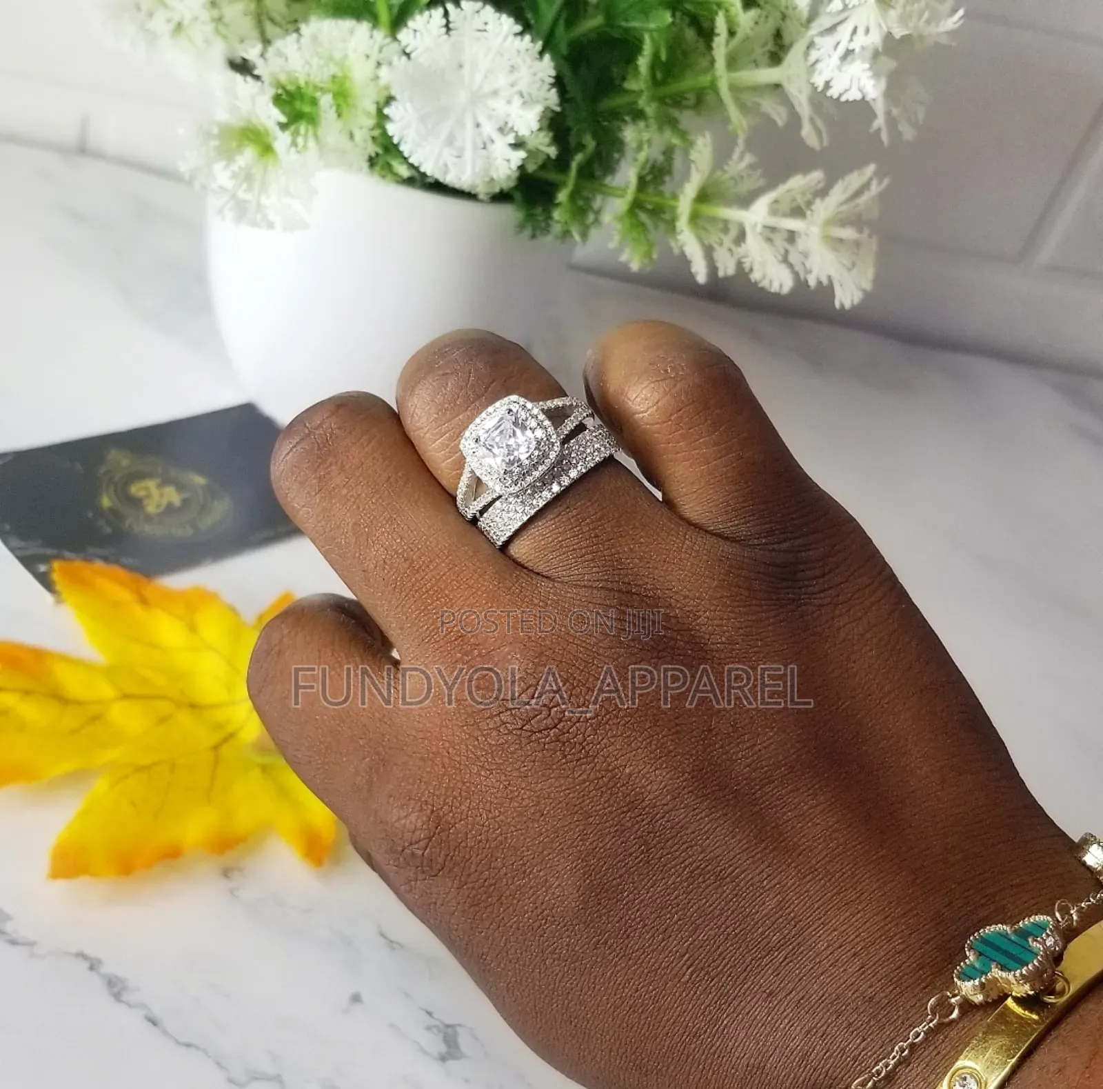 S925 Double Rim Silver Engagement Ring