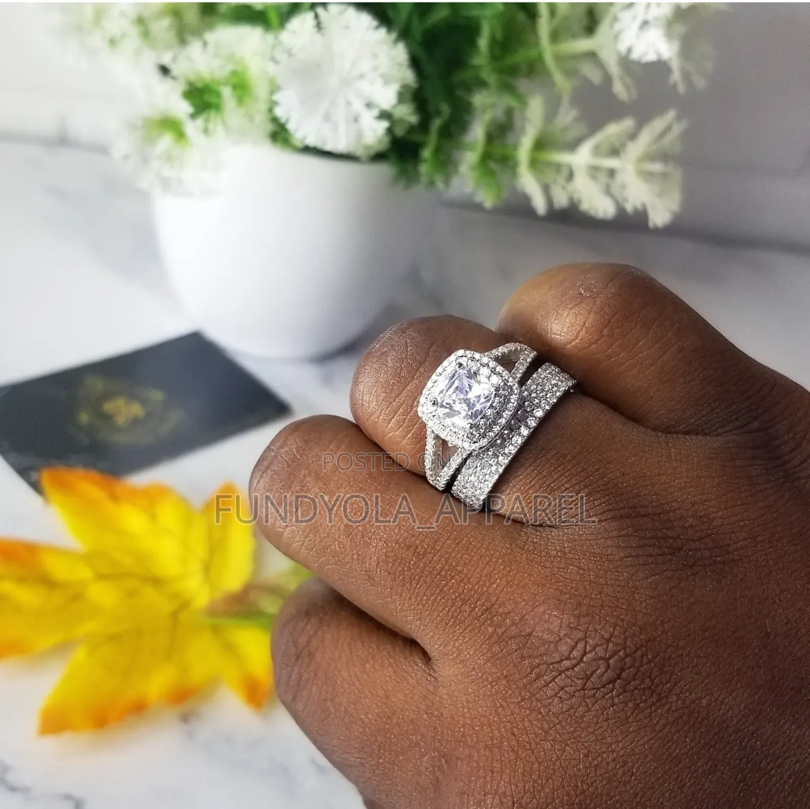 S925 Double Rim Silver Engagement Ring
