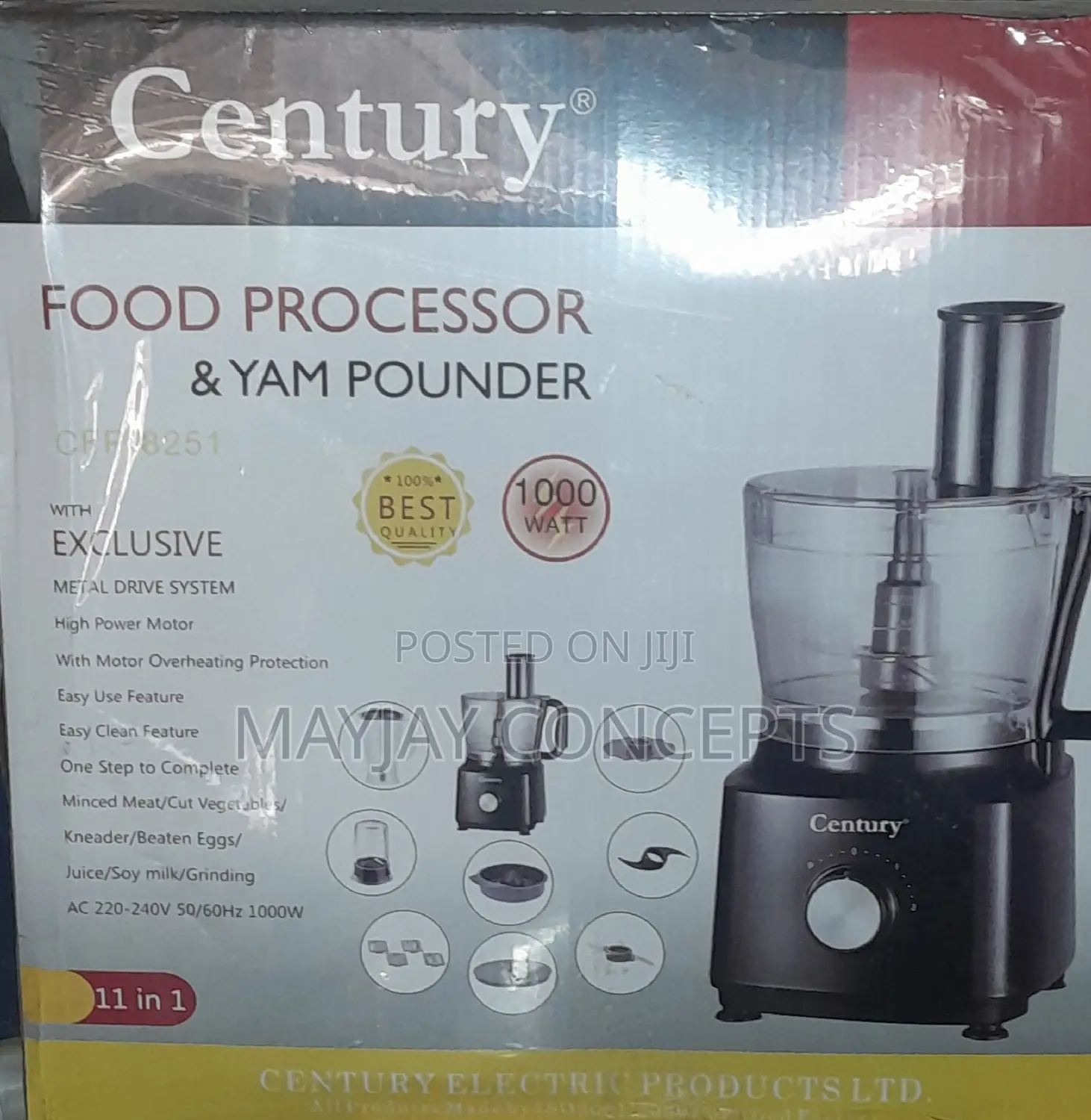 Century 11-in-1 Food Processor,Blender and Yam Pounder-Easy Cooking