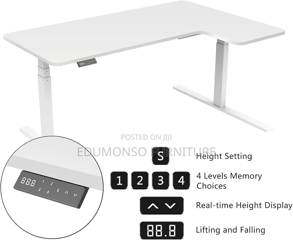 L Shaped Electric Adjustable Height Desk 140x60x75