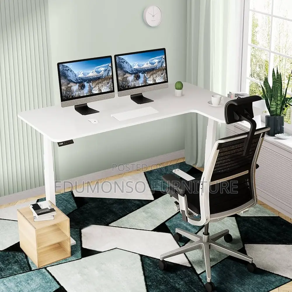 L Shaped Electric Adjustable Height Desk 140x60x75