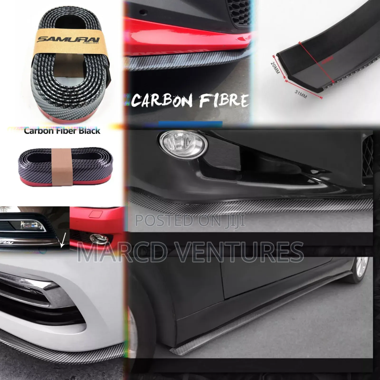 Carbon Fiber Rubber Bumper Lip Guard.