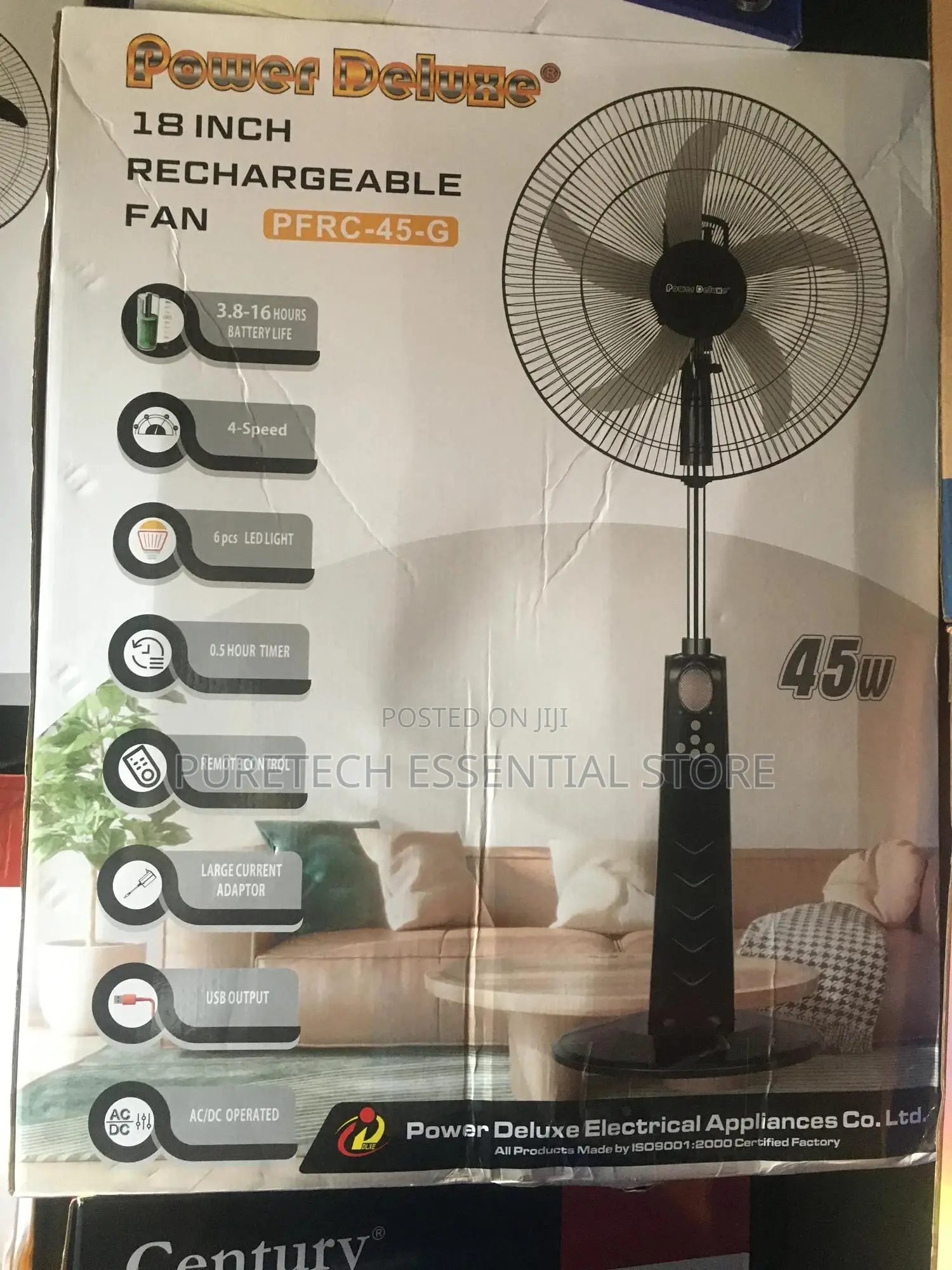 Power Deluxe 18” Inches Rechargeable Fan