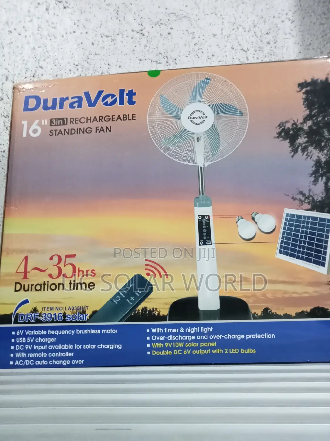 Duravolt ''16'' 3in1 Rechargeable Standing Fan