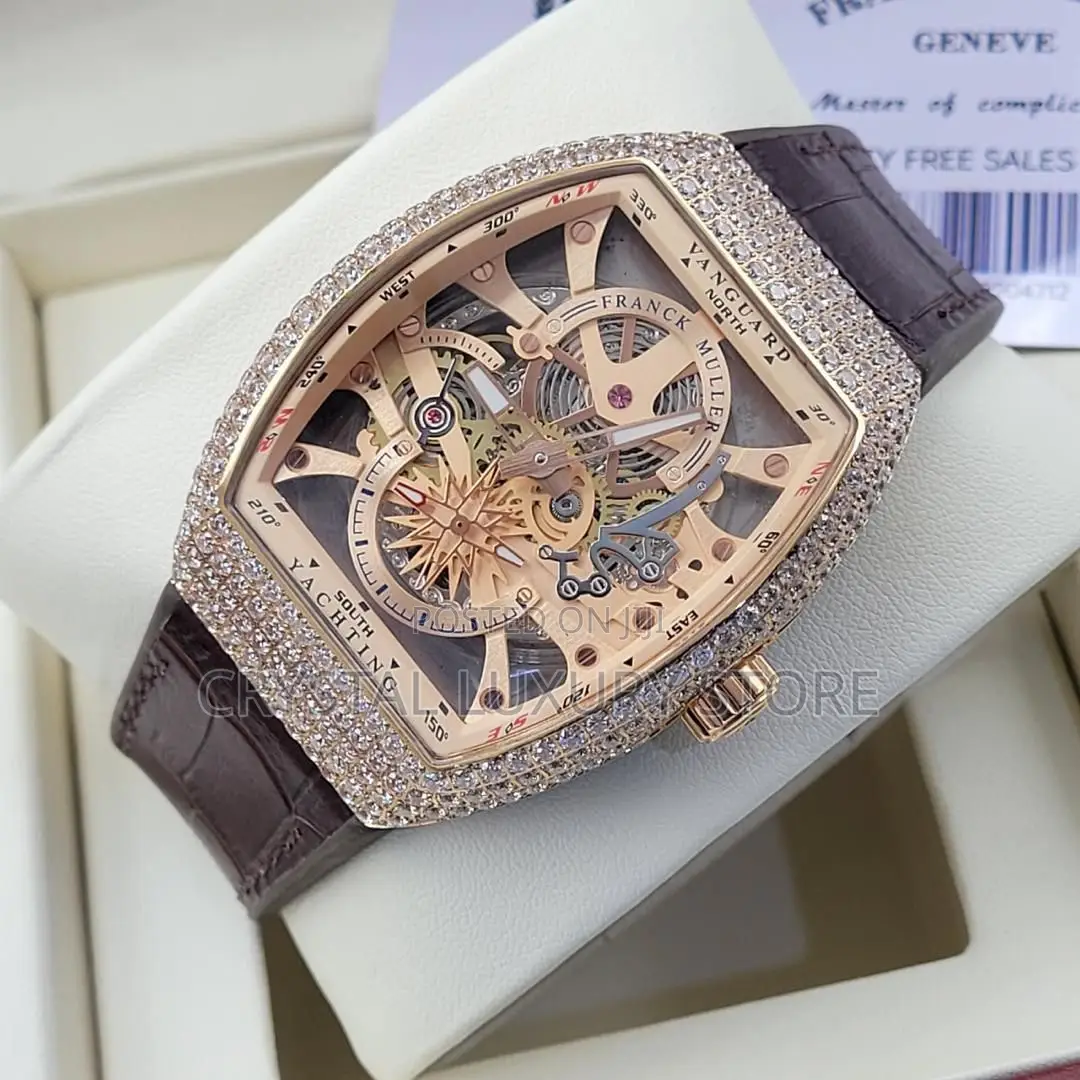 Franck Muller Quality Luxury Men Leather Wristwatch