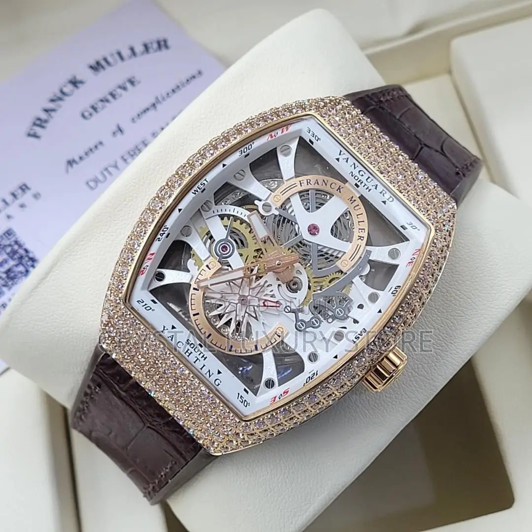 Franck Muller Quality Luxury Men Leather Wristwatch