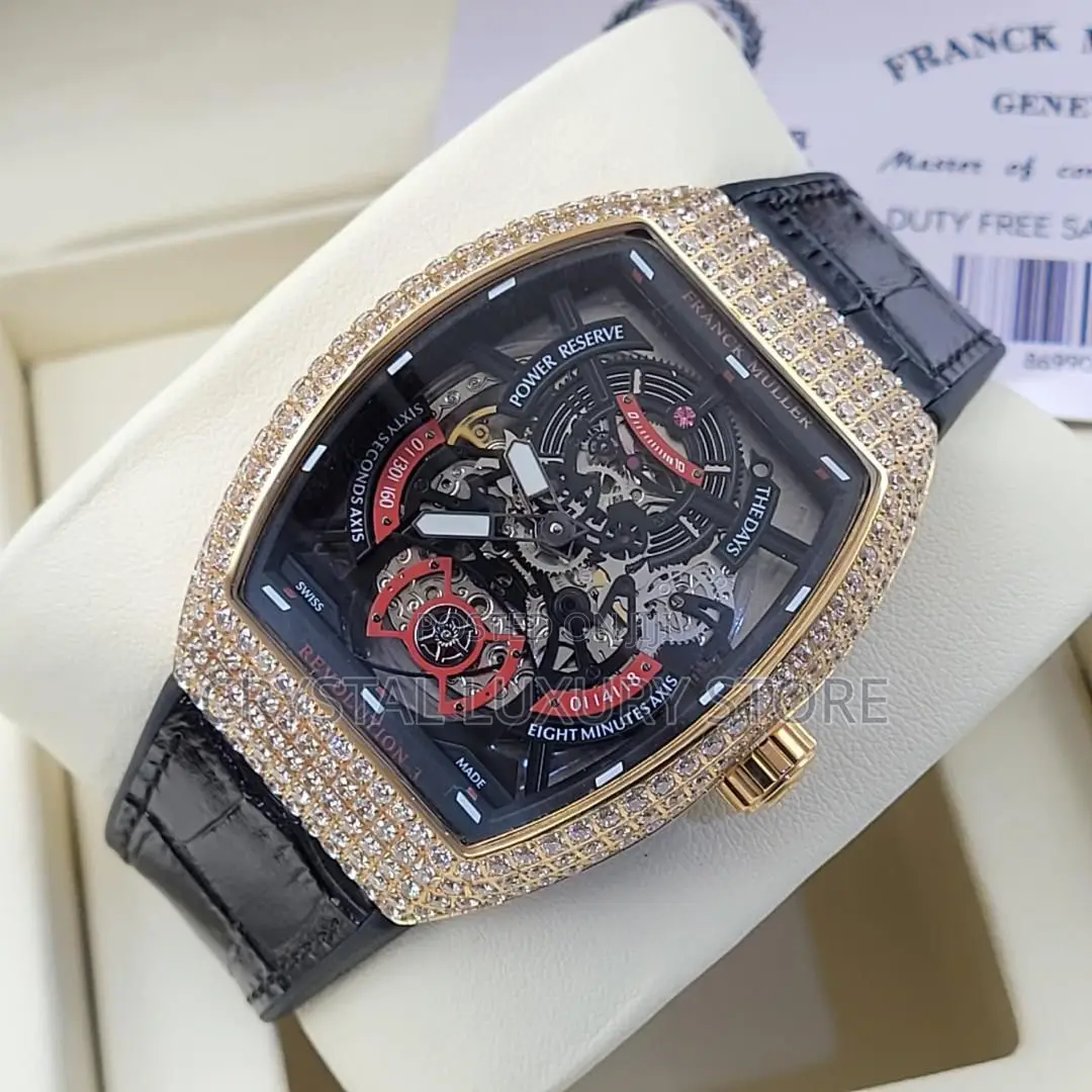 Franck Muller Quality Luxury Men Leather Wristwatch