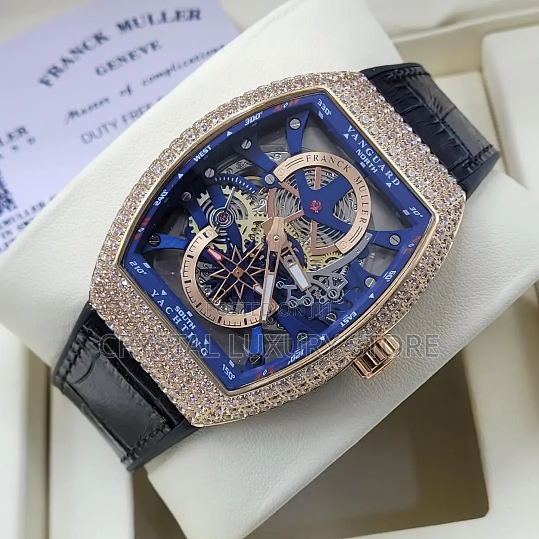 Franck Muller Quality Luxury Men Leather Wristwatch
