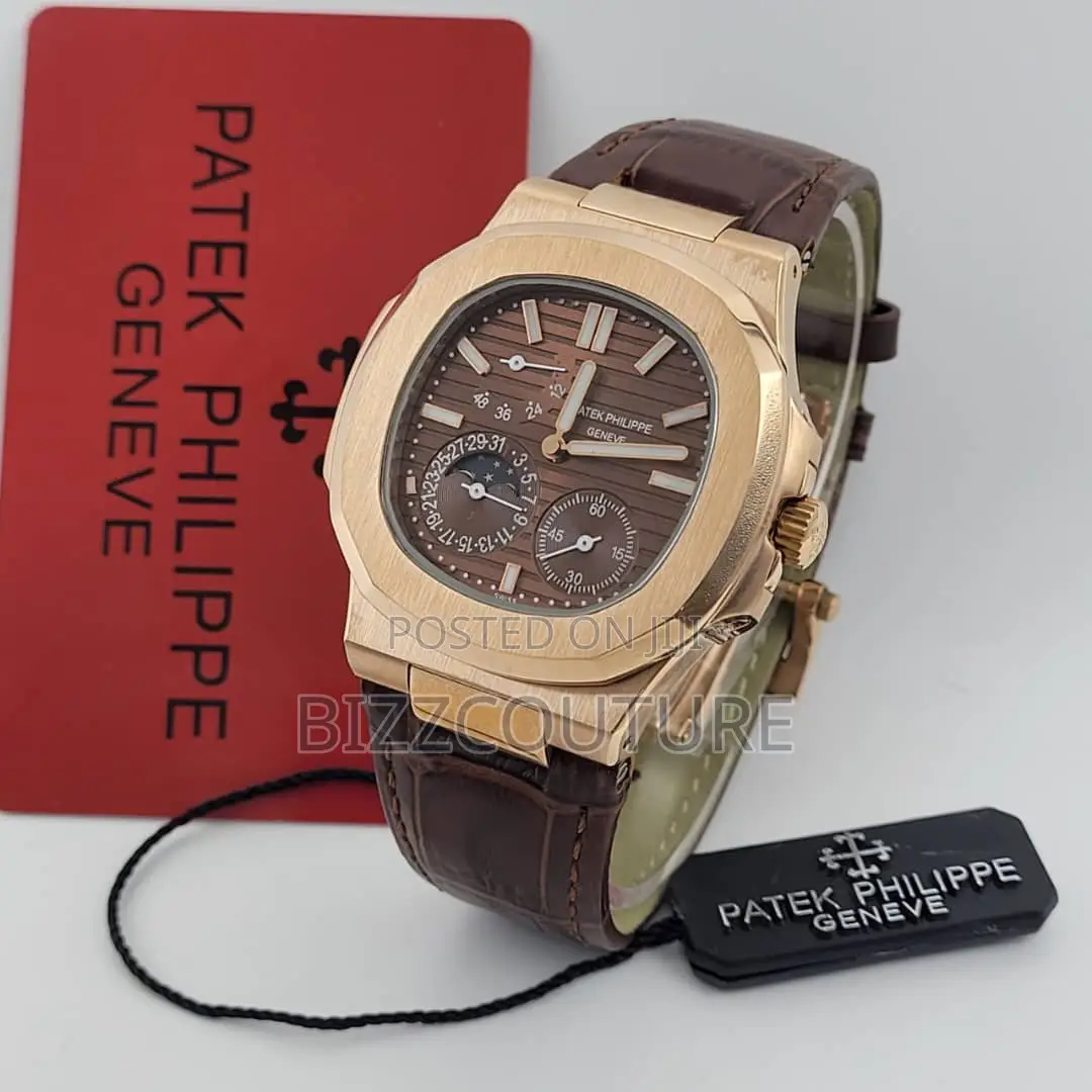 Original PATEK PHILIPPE Chronograph Brown Leather Watch