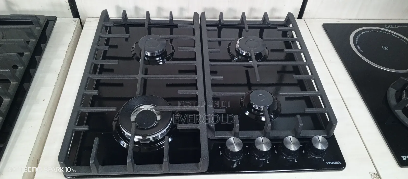 4 Burner Built in Gas Cooker Hob Black Stainless Steel