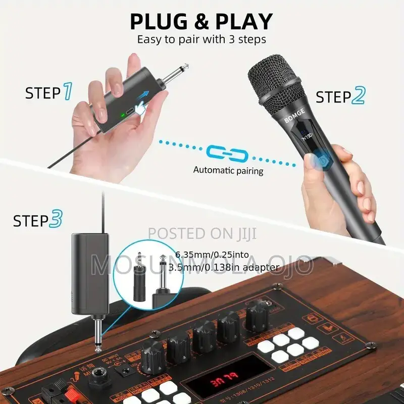 BOMGE 4 Channel Dynamic Wireless Microphone System