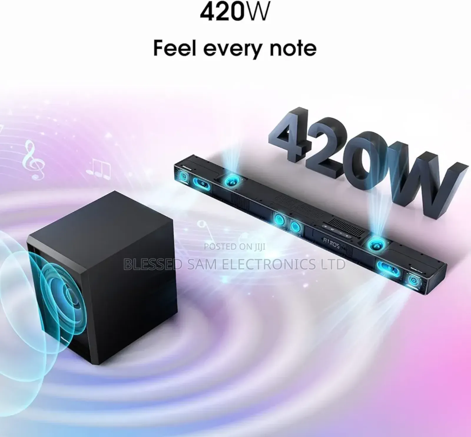 Original> Hisense 420watts Wireless Sound Bar Powerful Bass