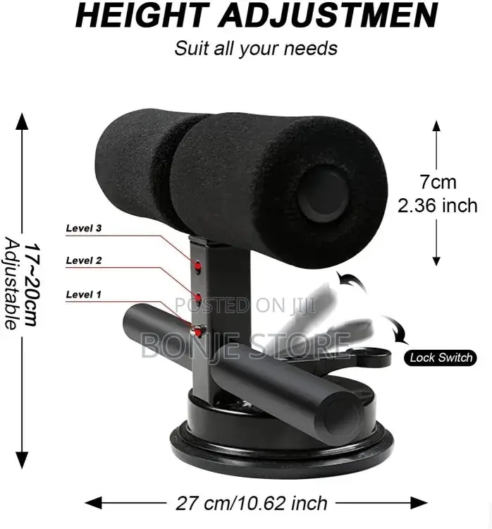 Self Suction Adjustable Sit Up Floor Bar Abdominal Training