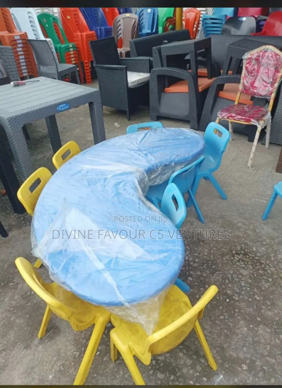 School Desk and 8 Chairs for Children