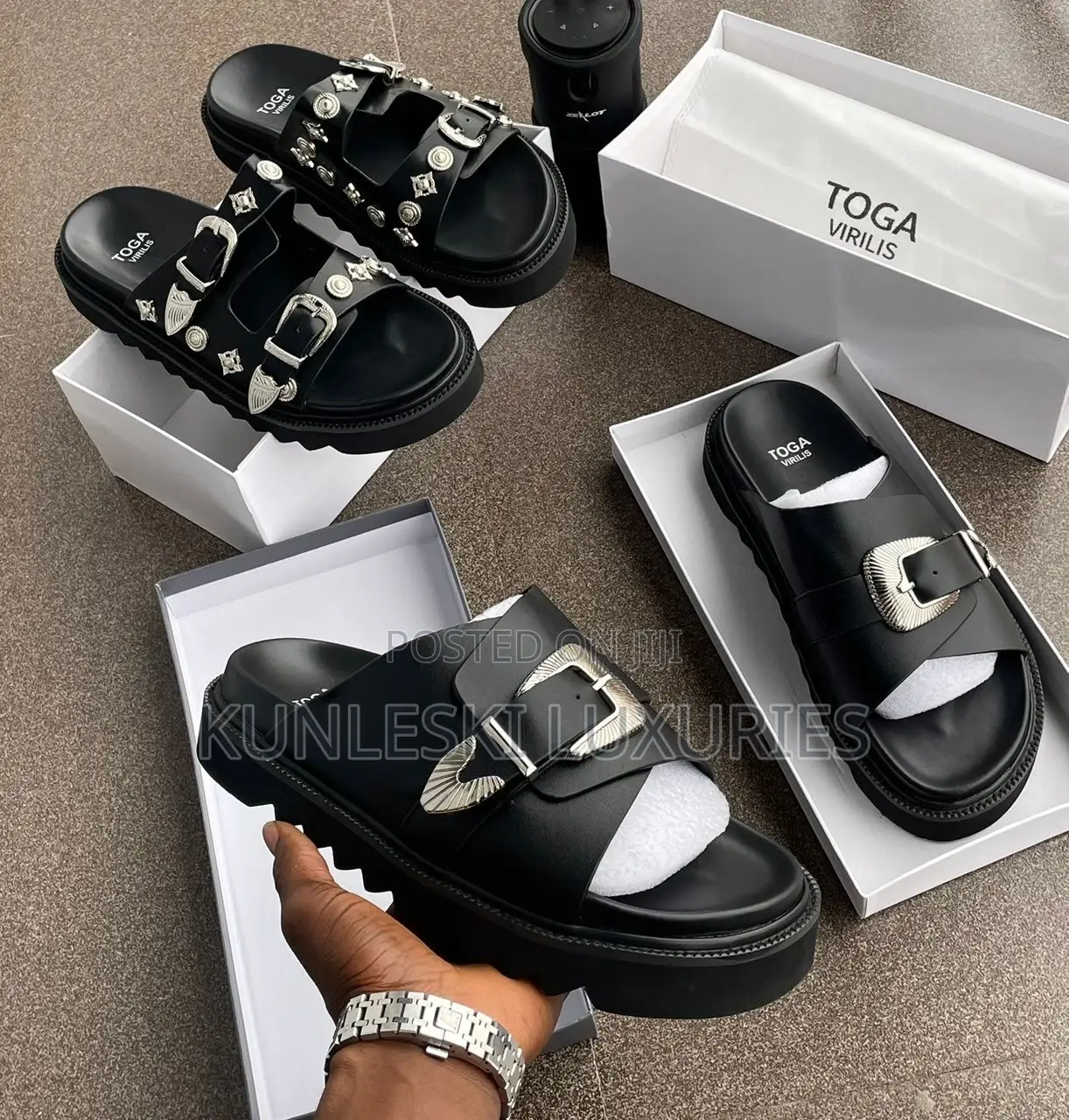 Original Toga Men Leather Slides Collections