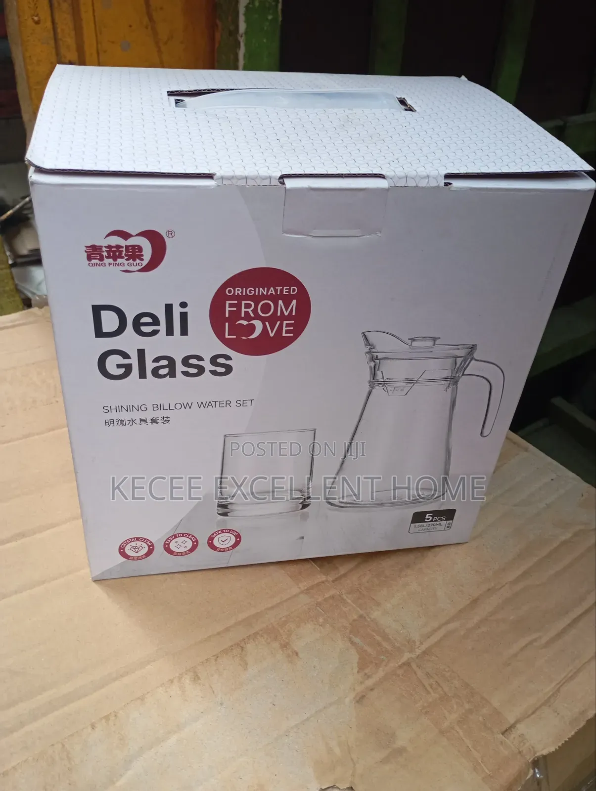 Glass Jug With 4 Glass Cup