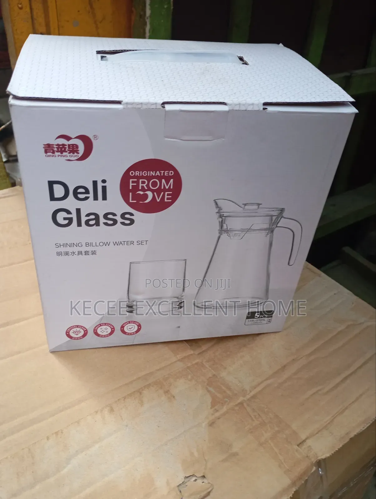 Glass Jug With 4 Glass Cup