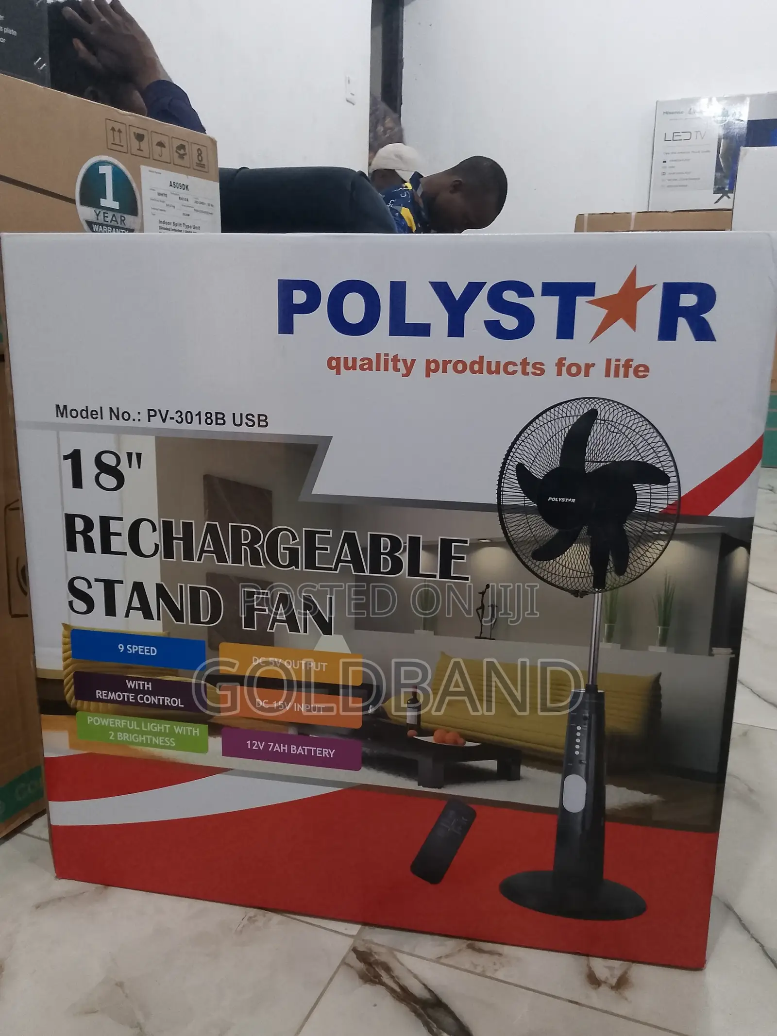 Very Affordable 18" Polystar Rechargeable Stand Fan PV3018B