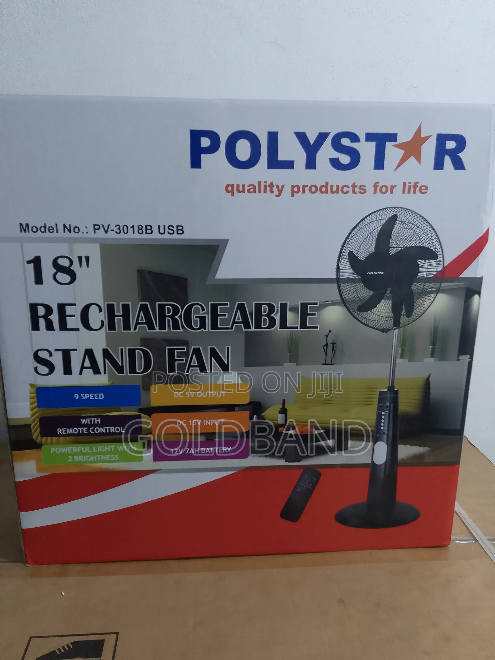 Affordable 18" Poly Star Rechargeable Stand Fan PV3018B
