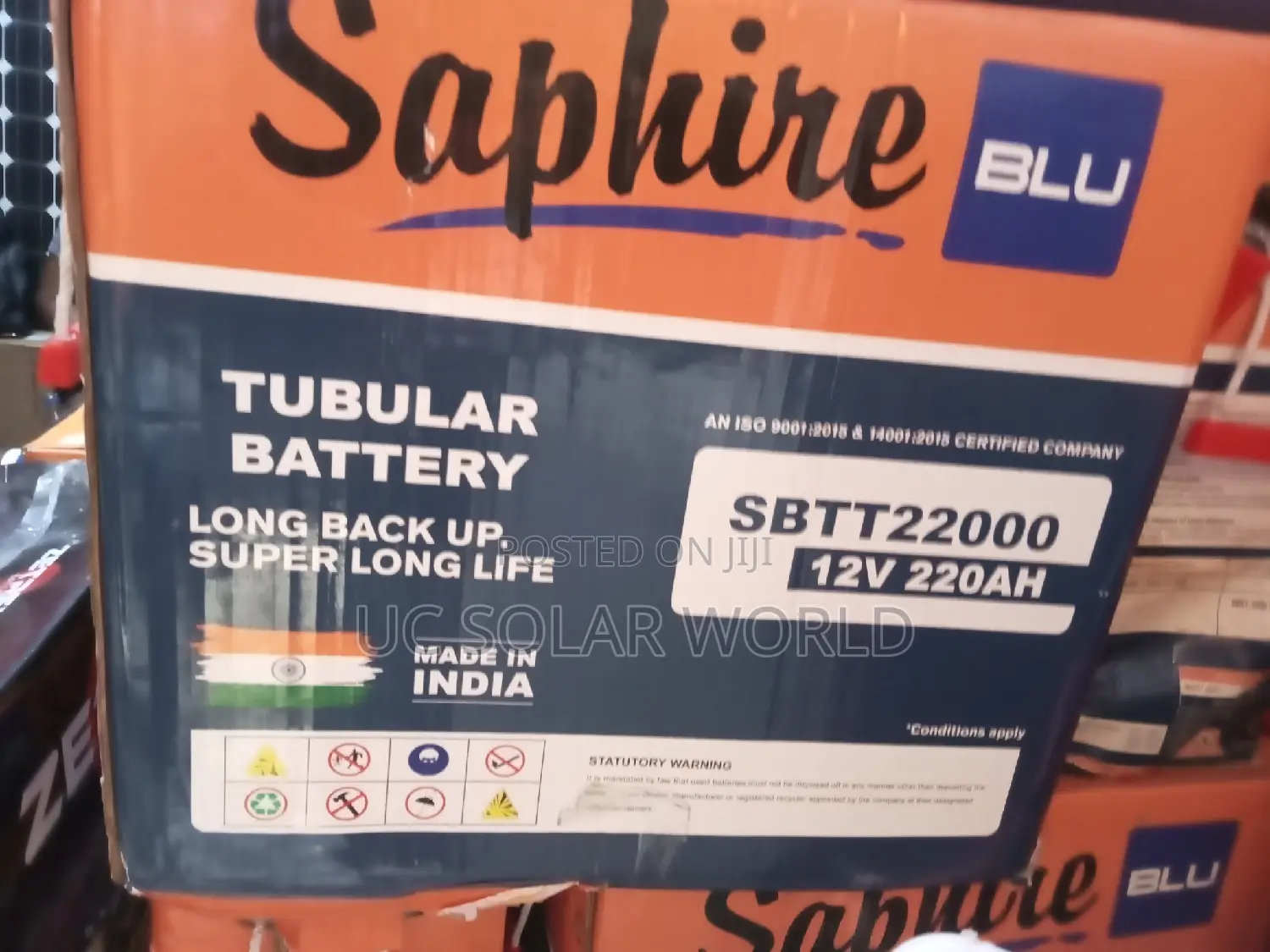 Saphire 220ah Tall Tubular Battery