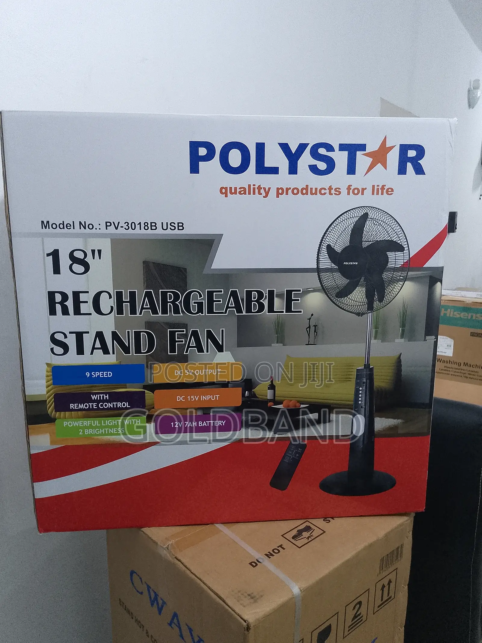 Very Efficient Poly Star Rechargeable Fan (18" PV3018B)