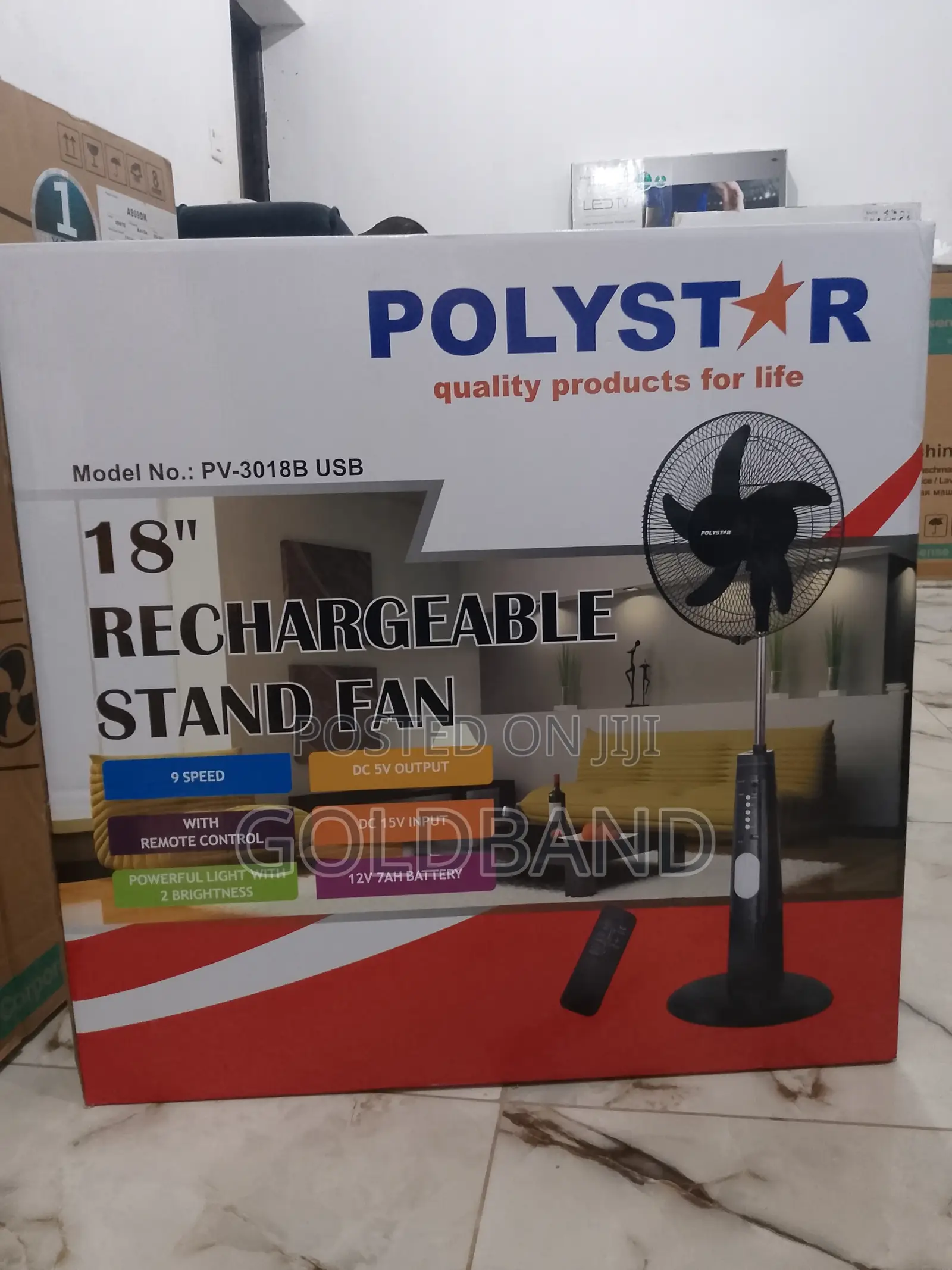 Very Efficient Poly Star Rechargeable Fan (18" PV3018B)
