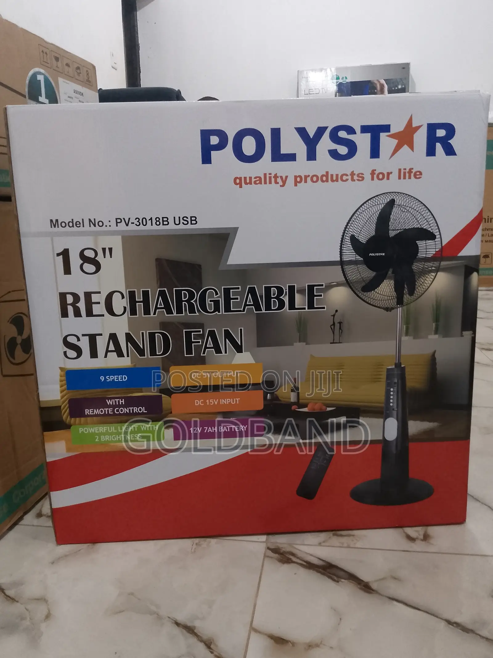 Strong Poly Star 18" Rechargeable Stand Fan PV3018B