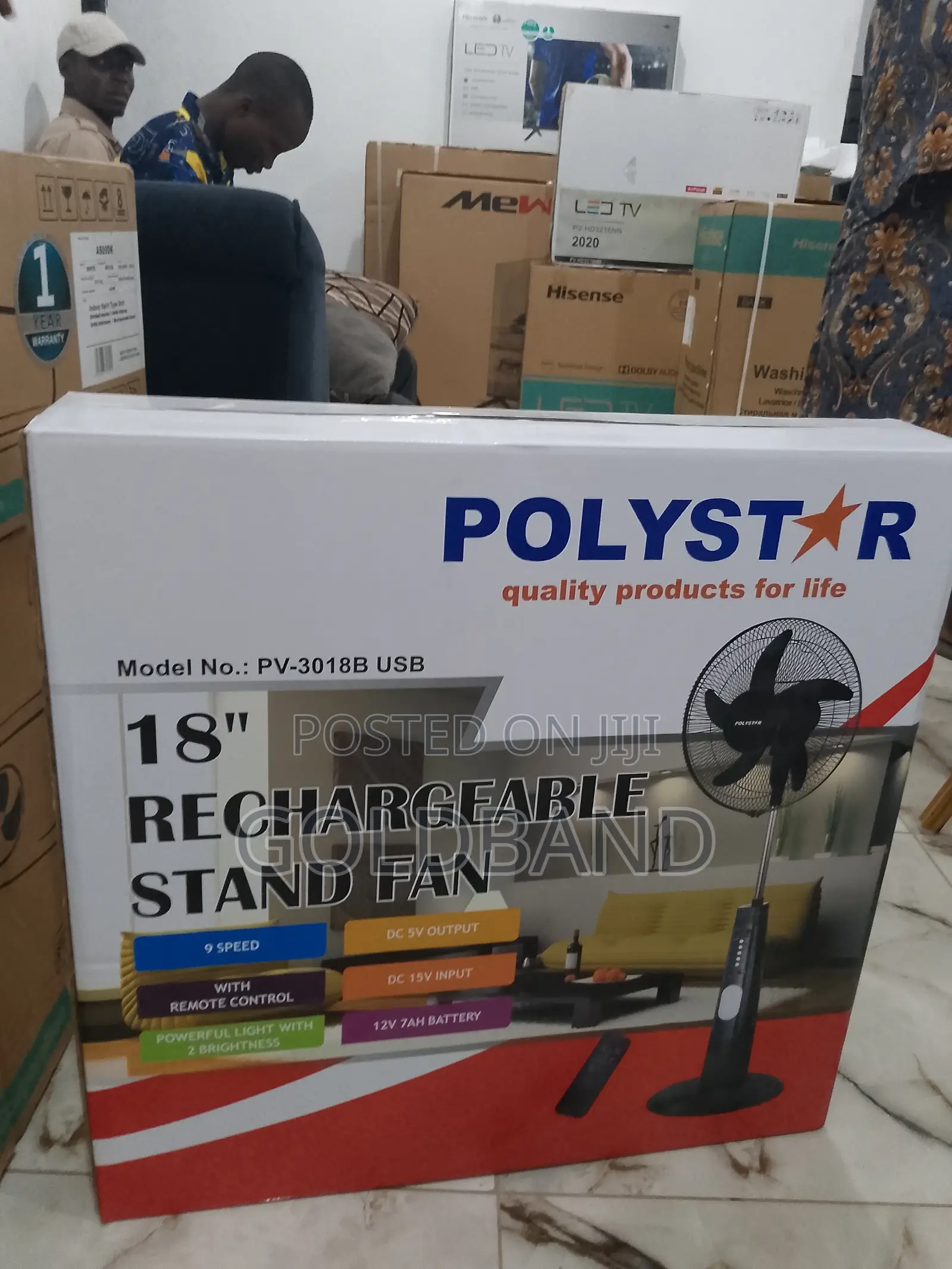 Efficient Rechargeable Stand Fan (POLY STAR 18" PV3018B)