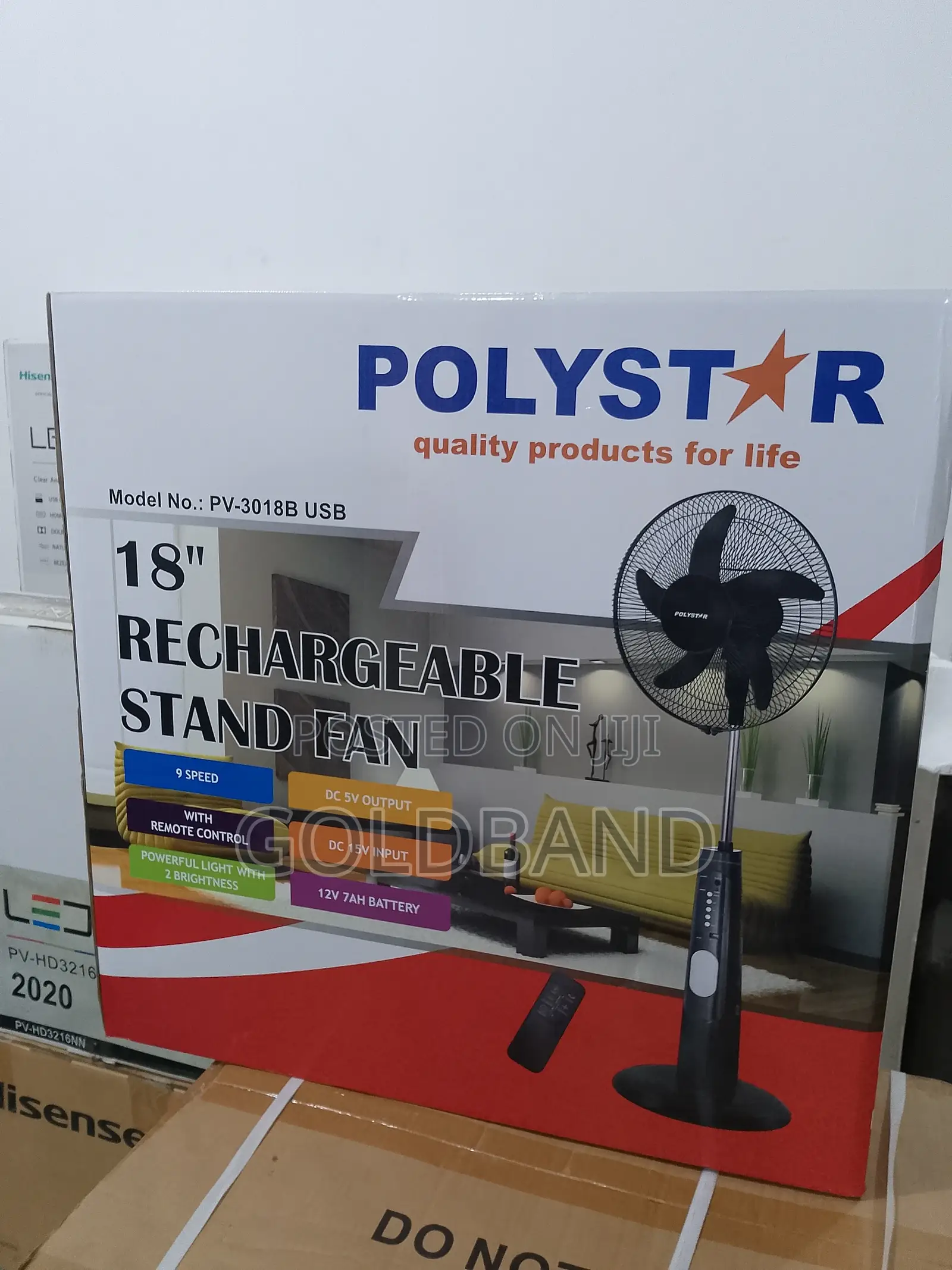 New Original Poly Star Rechargeable Stand Fan (18" PV3018B)