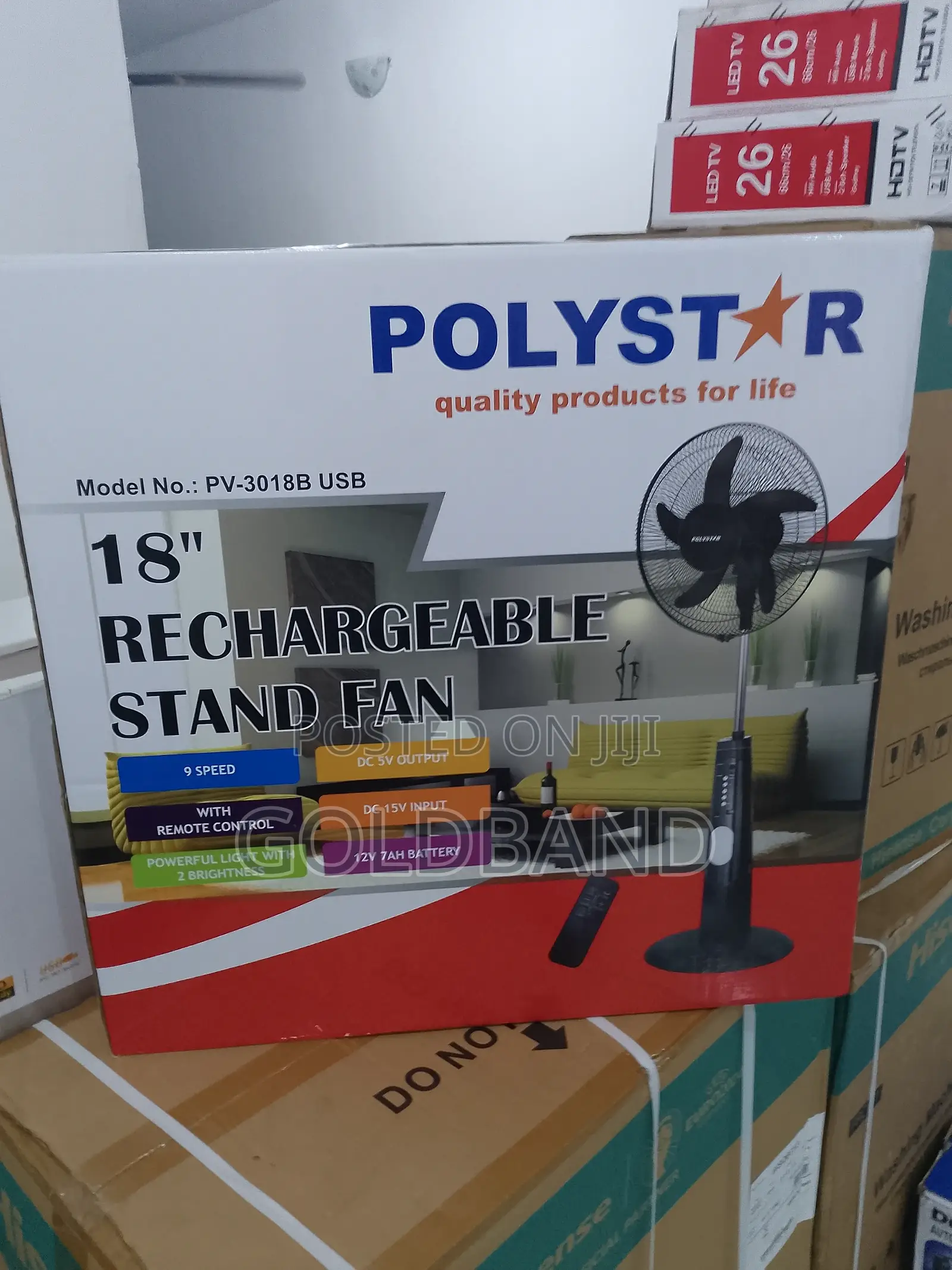 Premium Selling 18" Rechargeable POLYSTAR Fan (PV3018B)