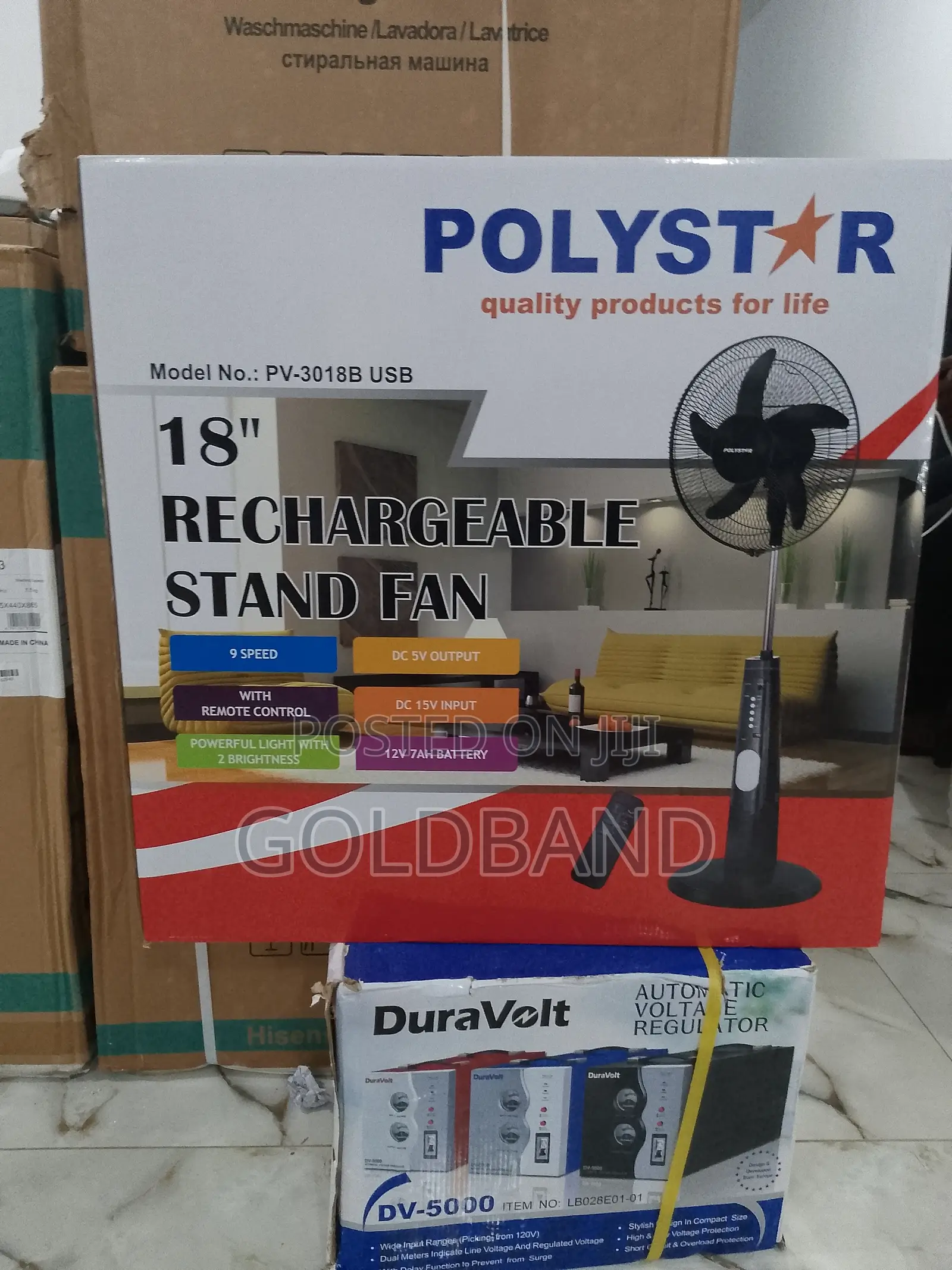 New-in-Stock Polystar Rechargeable Fan (18" PV3018B)
