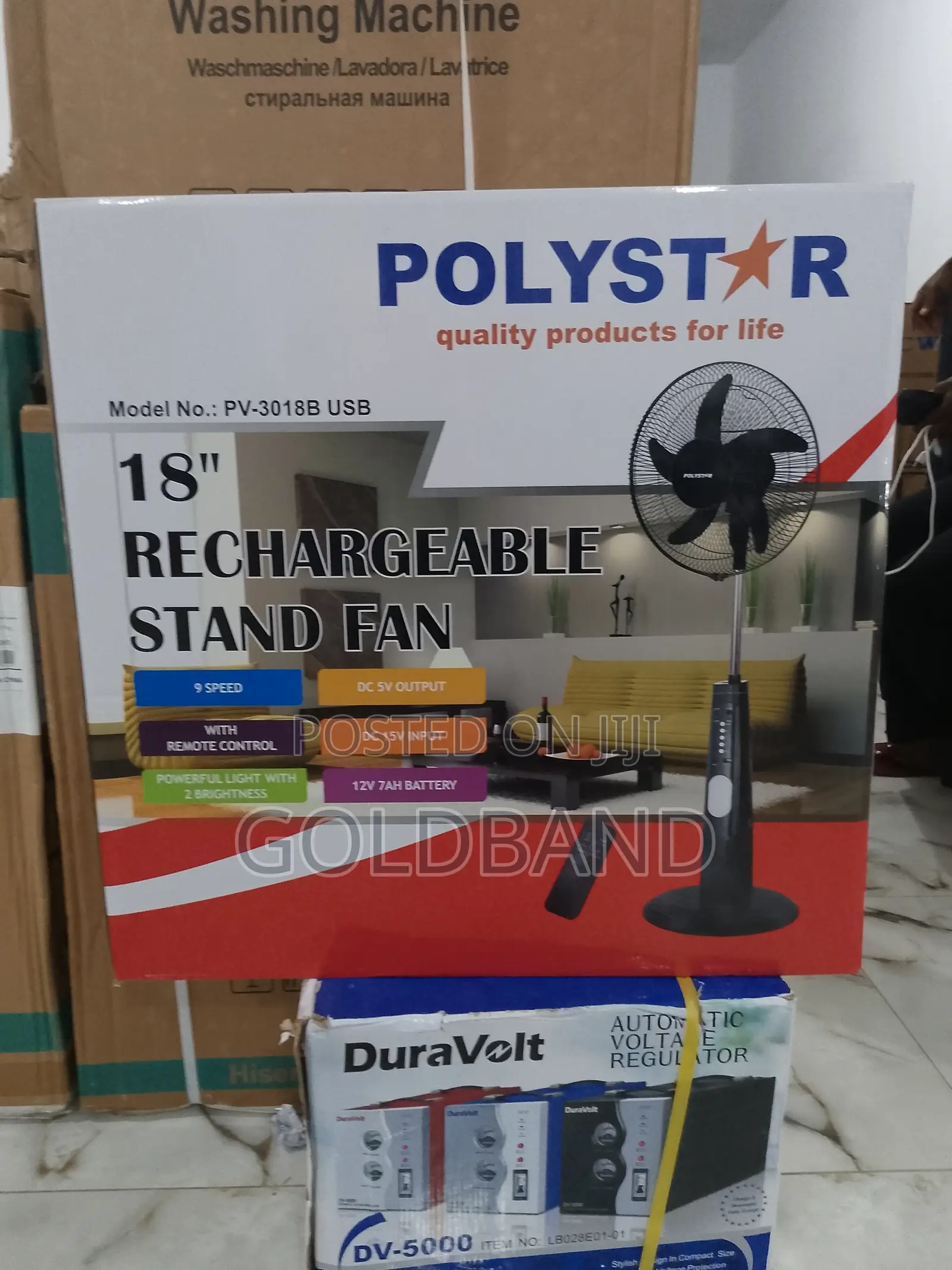 Very Clean Poly Star 18" (PV3018B)Rechargeable Stand Fan