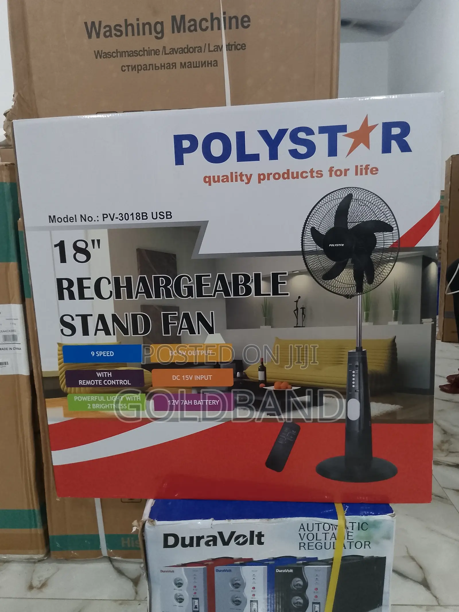 High Standard Poly Star 18" (PV3018B) Rechargeable Fan