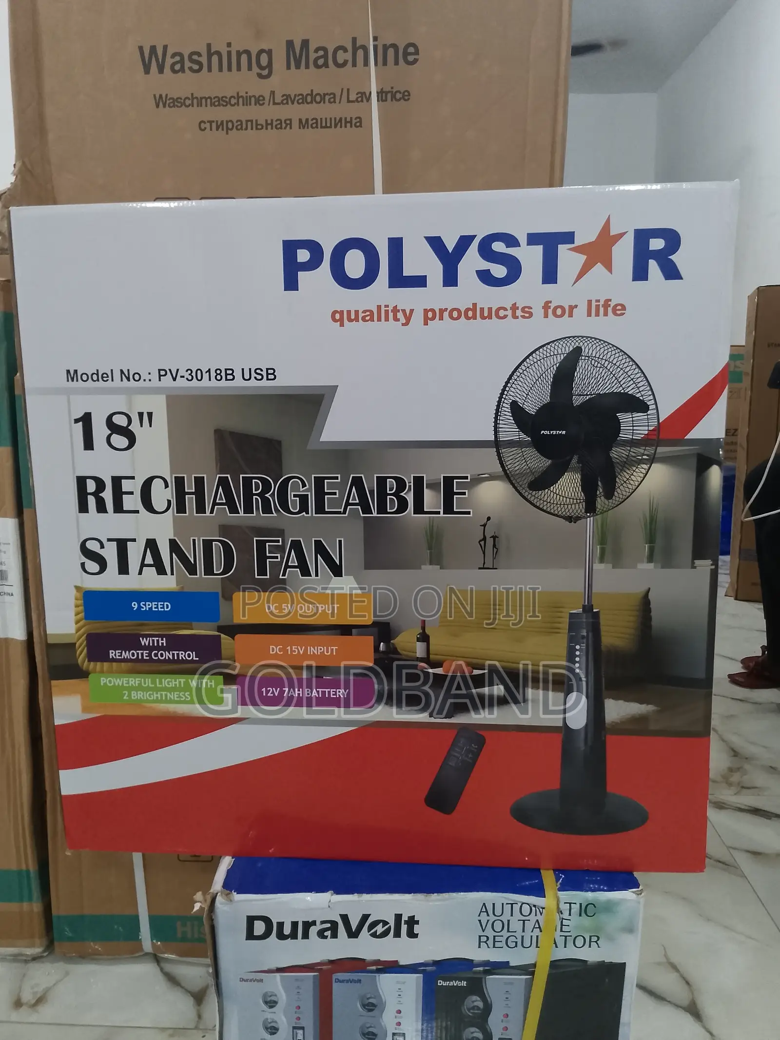 Extremely Clean Polystar 18" (PV3018B) Rechargeable Fan