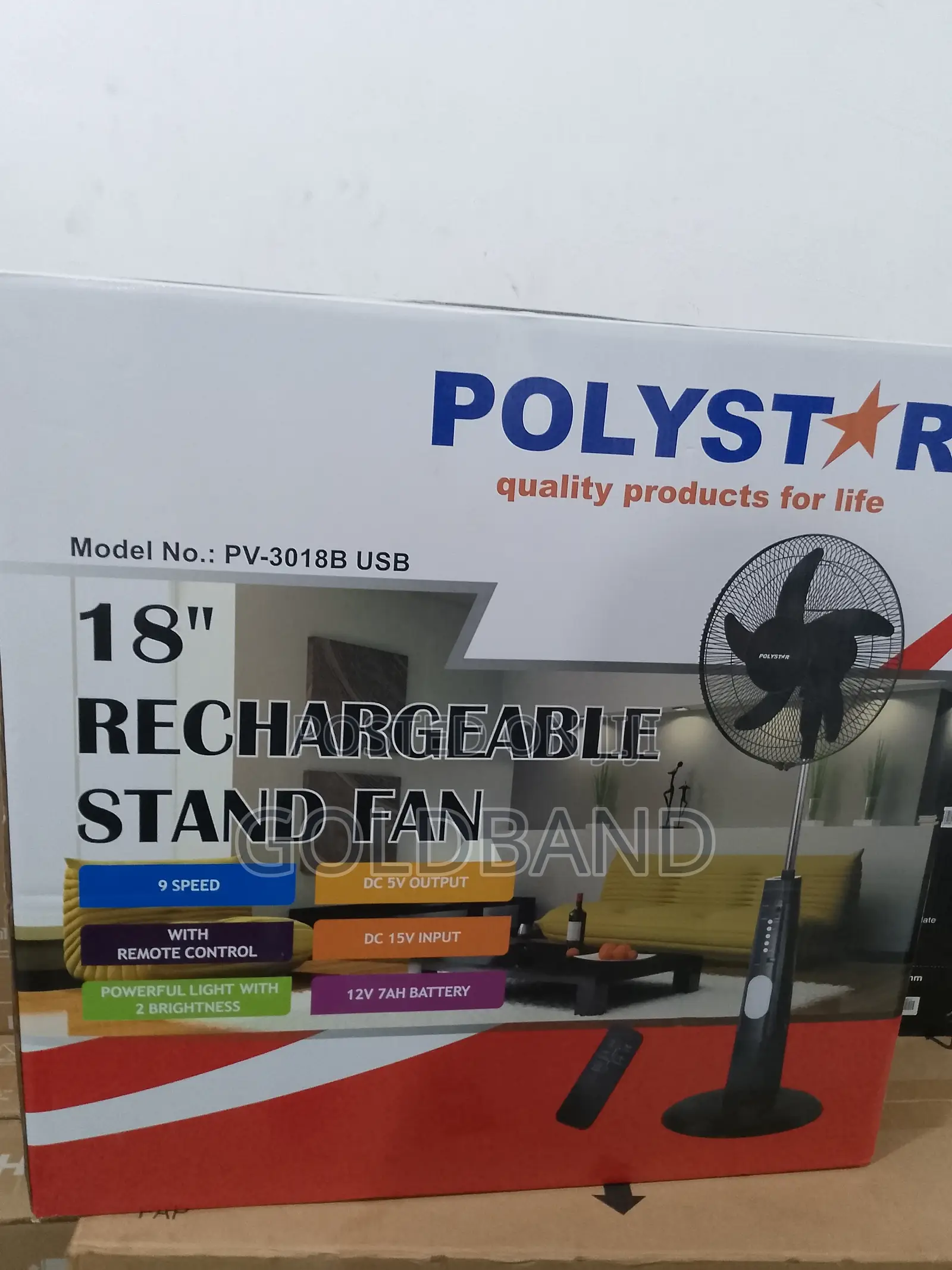 Trending Poly Star Rechargeable Fan (18inches PV3018B)