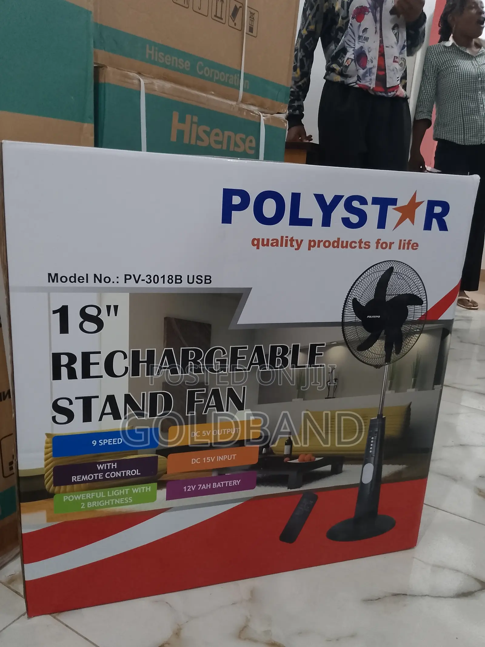 Modern Poly Star 18" (PV3018B) Rechargeable Fan