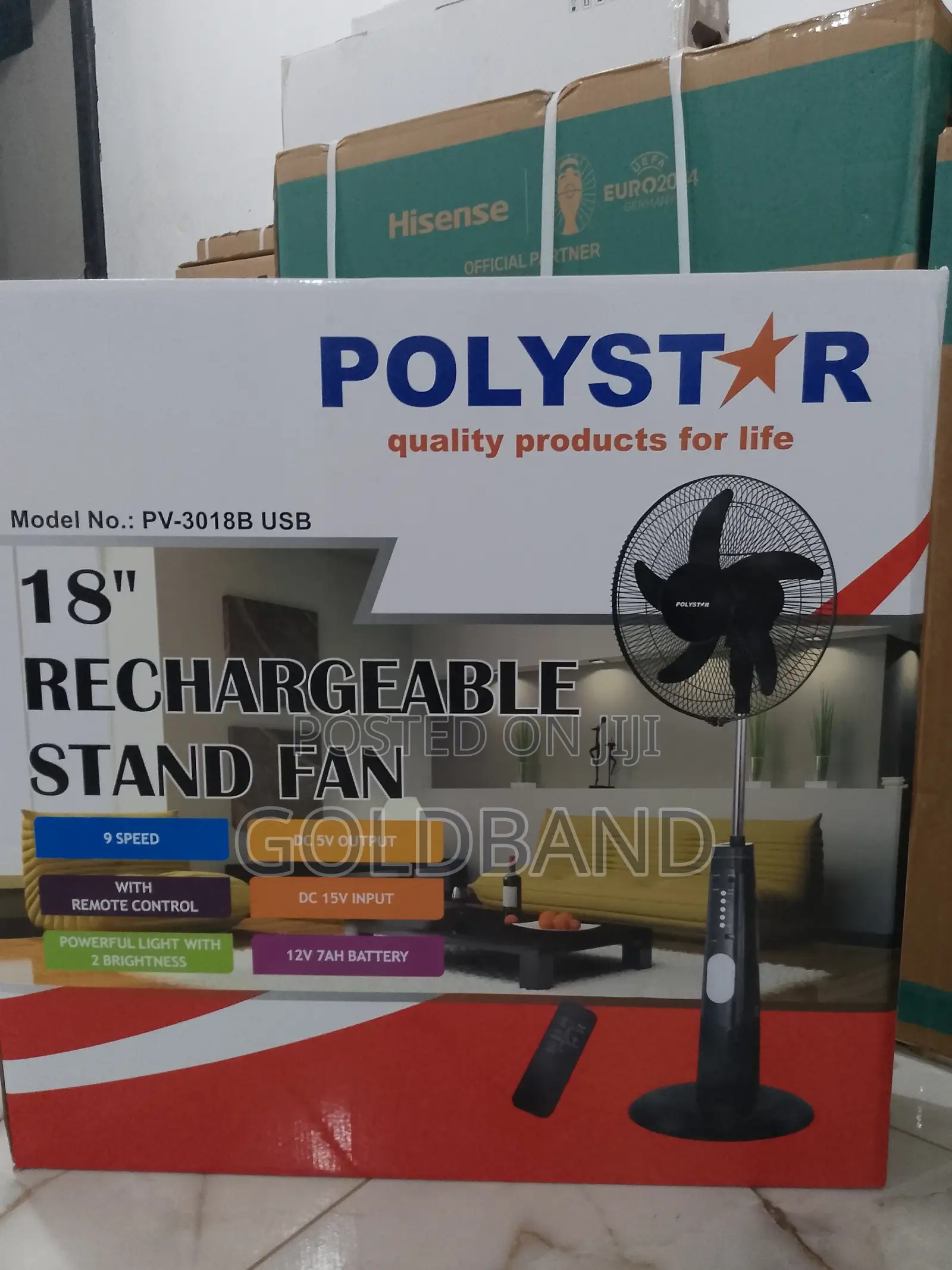One-of-a-Kind Rechargeable Stand Fan (POLYSTAR 18" PV3018B)