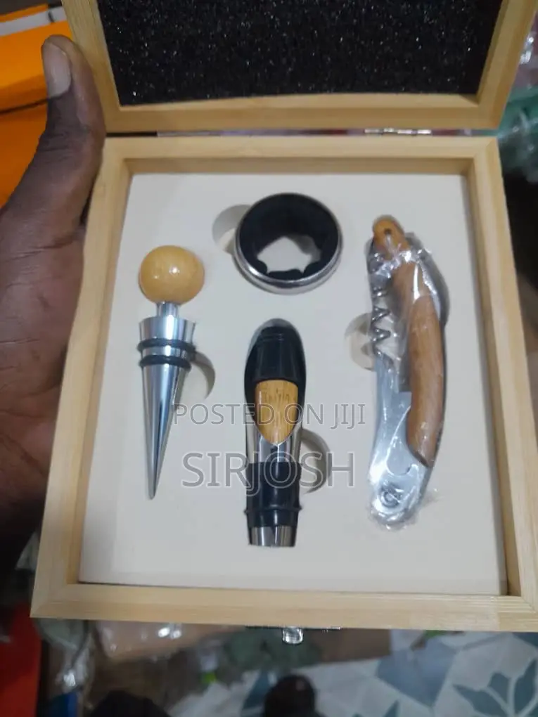 Unique Wooden Wine Opener Set