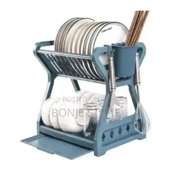 2 Layer Dish Rack With Drainer / Plate Rack