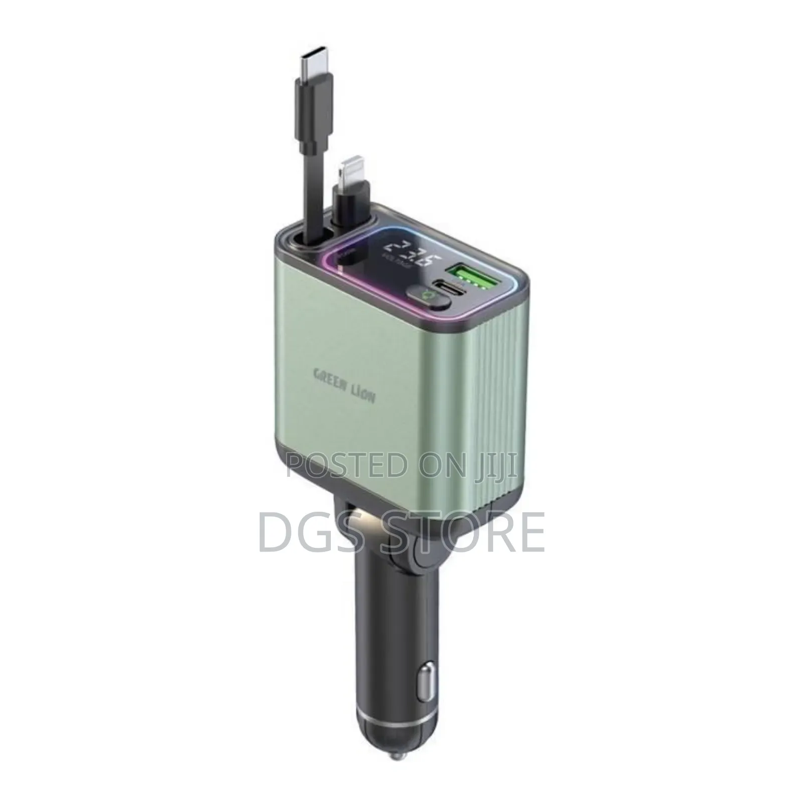Green Lion Retractable 90w Car Charger PD 65w