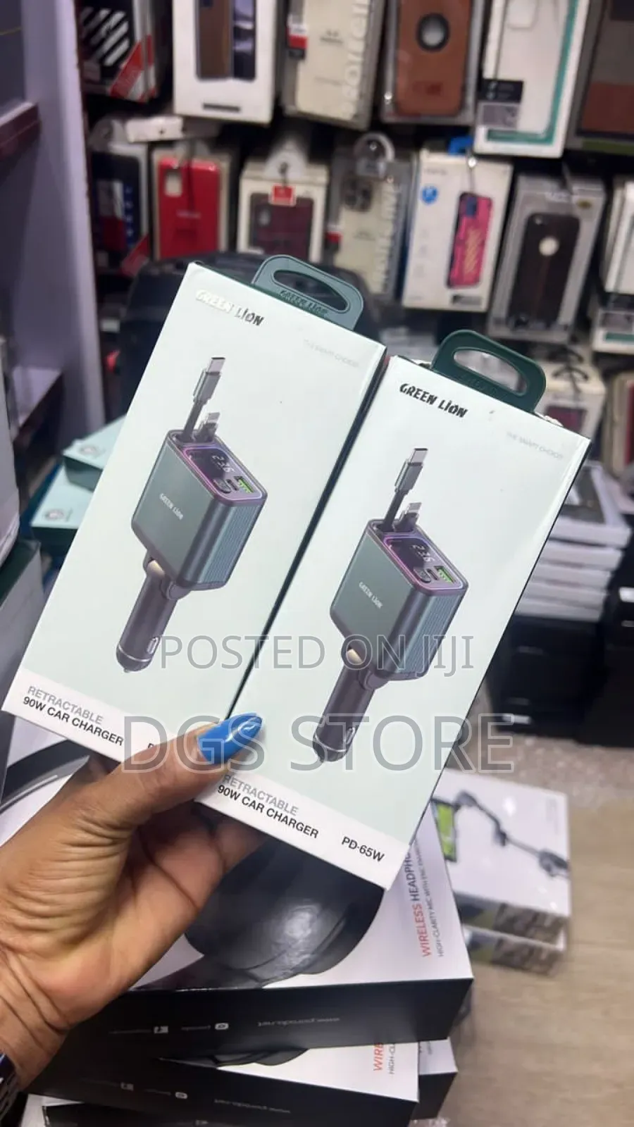 Green Lion Retractable 90w Car Charger PD 65w