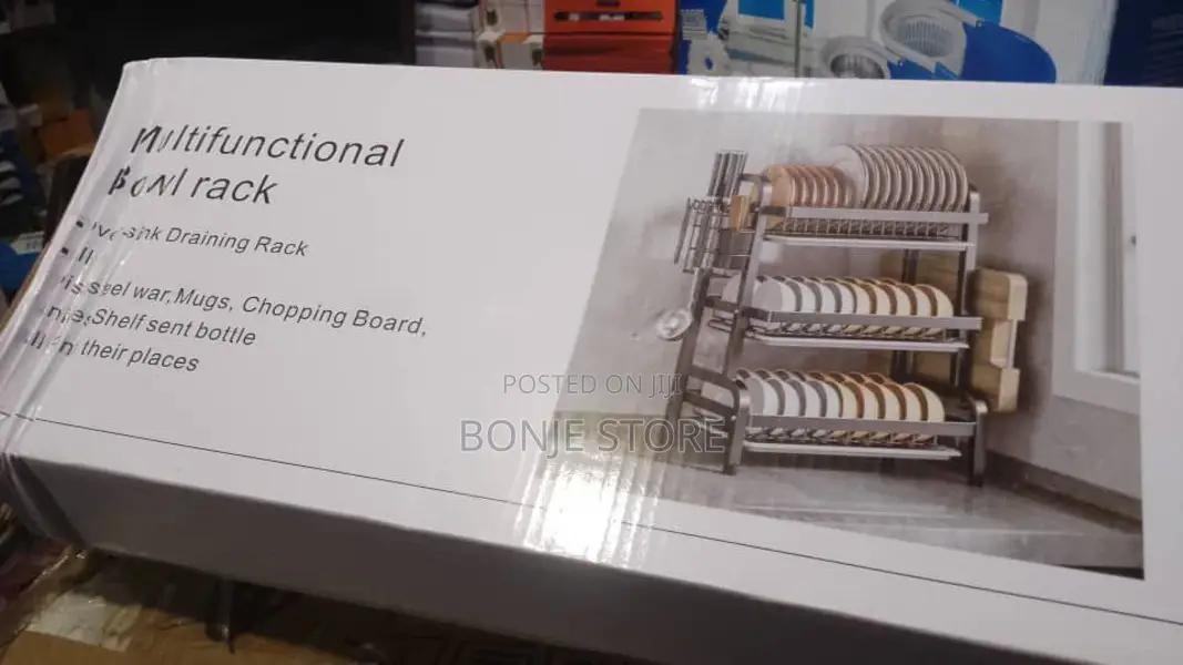 3 Tier Plate Rack With Draining Tray and Cultery Holder